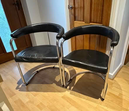 Photo of free 2 Leather & Stainless Steel Chairs (Witney OX29) #2