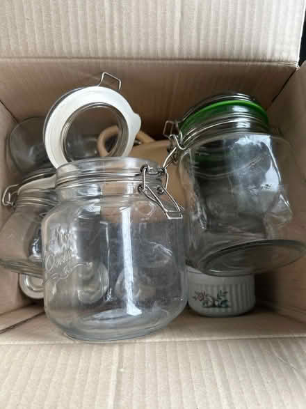 Photo of free Box of used storage jars (Basingstoke RG21) #1