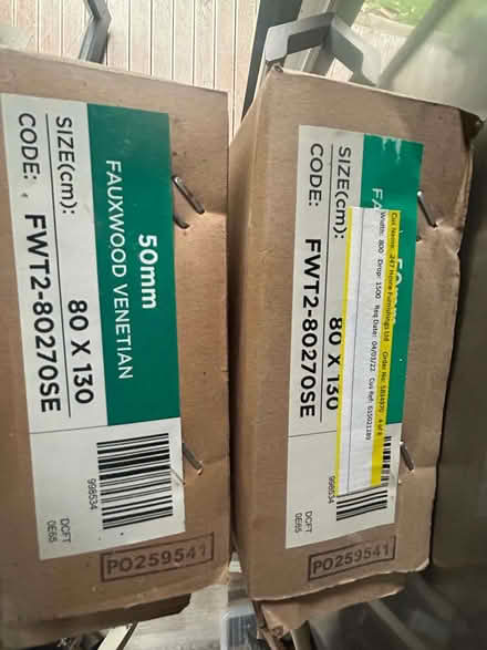 Photo of free 2 white fauxwood venetian blinds 80 x 130 (Barnes SW13) #1