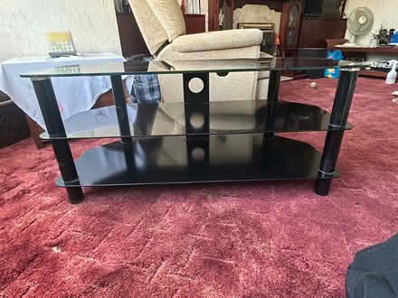 Photo of free Black glass tv stand (Eastcote) #1