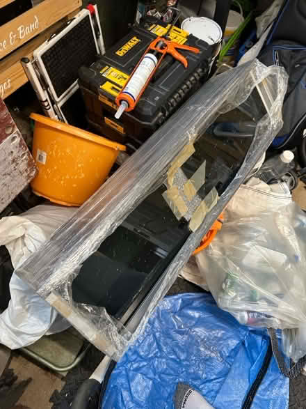 Photo of free Glass fronted grey wood shelf unit (CM12) #2