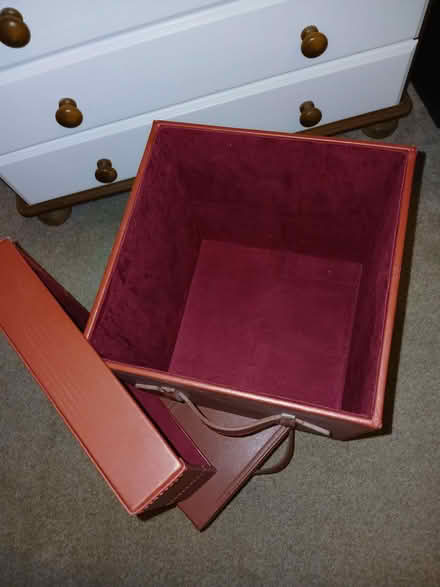 Photo of free 2 x Red storage box with lids. Leather look (Arlesey SG15) #2
