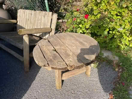 Photo of free rustic wood bench and table (Wellington West) #1