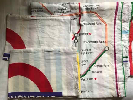 Photo of free London Underground/rainbow double duvet cover & pillowslips (Wootton OX13) #3
