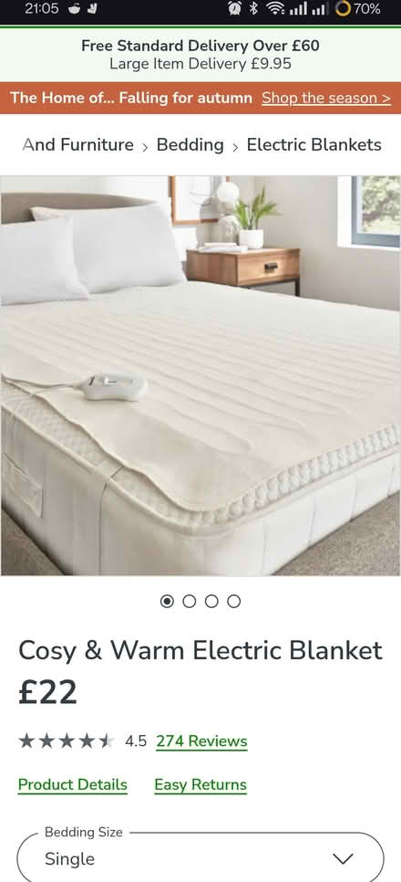 Photo of free Dunelm electric blanket (NW2 2AU) #2