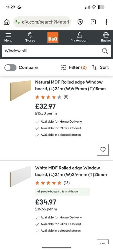 Photo of MDF windowsill offcut (Charnock S12) #1