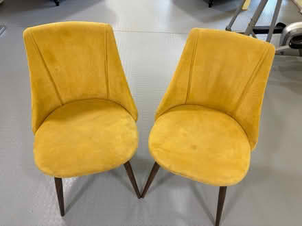 Photo of free 2 mustard yellow dining chairs (Spondon DE21) #1