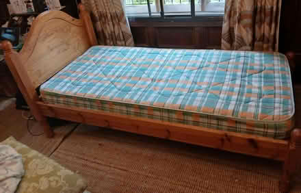 Photo of free single pine bed frame and mattress (Warmington OX17) #1