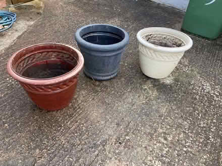 Photo of free Three 12" diameter plastic plant pots (Upton Saint Leonards GL4) #1