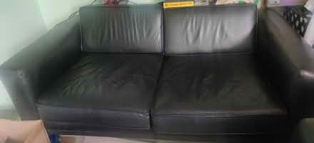 Photo of free 2 Black leather sofas (Brooklands) #1