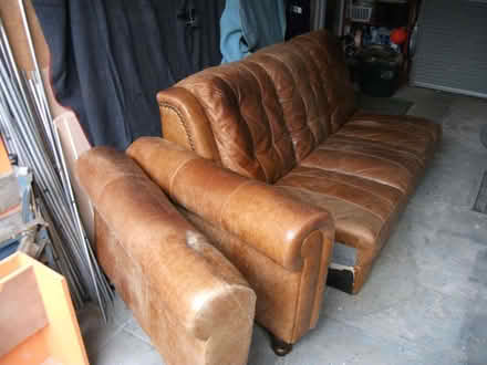 Photo of free Leather Sofa and footstool (Sprowston NR7) #2