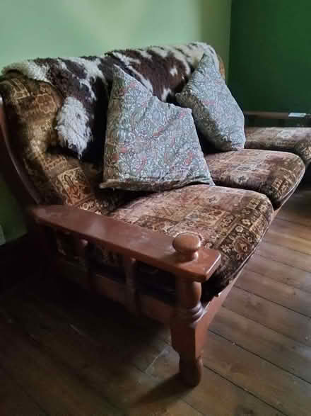 Photo of free three piece suite (solid oak frame) (Middleton in Teesdale DL12) #3