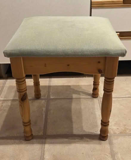 Photo of free Pine Stool with Faux Velvet Top (Euxton PR7) #1