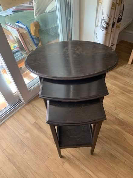 Photo of free Nest of 3 wooden tables. (Benson OX10) #1