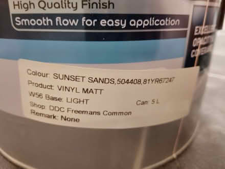 Photo of free Vinyl Matt Paint 'Sunset Sands' 5L (LE8 5AH) #2