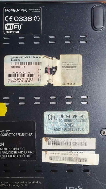 Photo of free Toshiba laptop Satellite u200 (SW8 Oval Vauxhall) #3