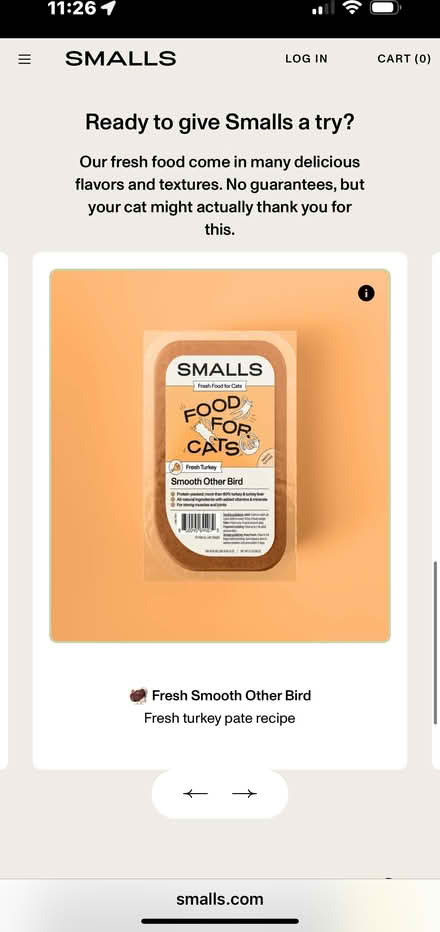Photo of free Smalls cat food sample (frozen) (Ballard) #1