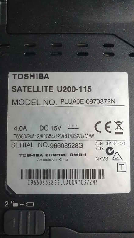 Photo of free Toshiba laptop Satellite u200 (SW8 Oval Vauxhall) #2