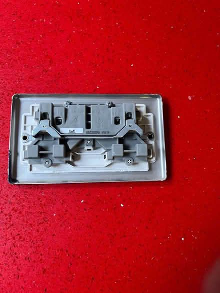 Photo of free Brushed steel double socket and single switch (De Parys MK40) #2