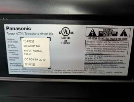 Photo of free Panasonic 42" HD 1080p Plasma TV (Glendale) #4