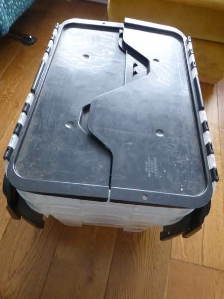 Photo of free 3 used plastic stackable storage boxes (Chiswell Green AL2) #2