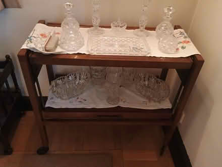 Photo of free Various crystal items on trolley (Farnham Common SL2) #1