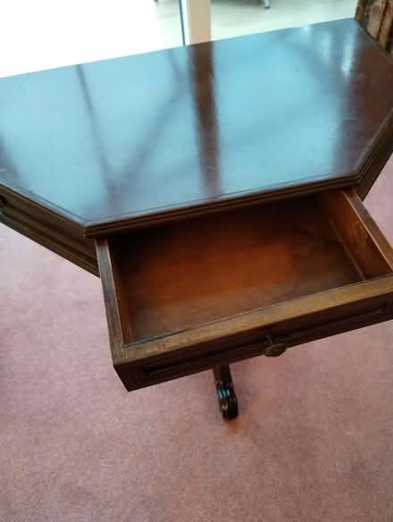 Photo of free Small dark wood table with drawer (B91 - Central Solihull) #3