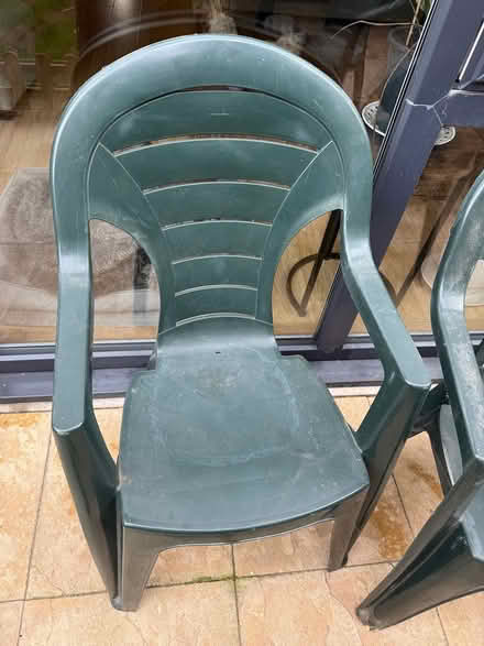Photo of free 4 Green plastic garden chairs (Carshalton) #2
