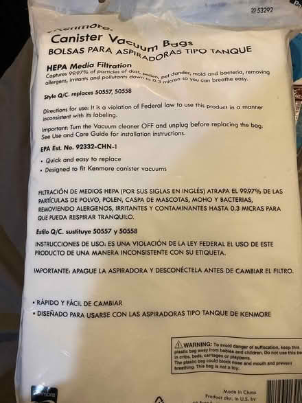 Photo of free Kenmore Vacuum Bags (Ravenna) #2