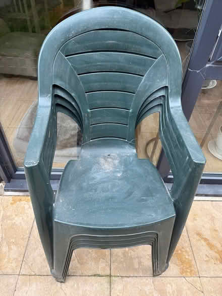 Photo of free 4 Green plastic garden chairs (Carshalton) #4