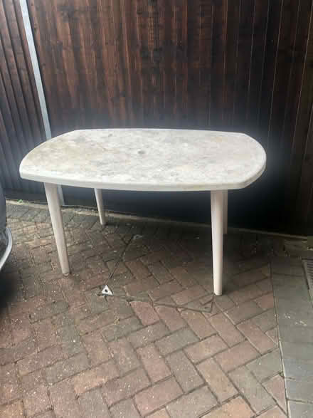 Photo of free Plastic Garden Table (1.350 x .850) (Wood Farm OX3) #1