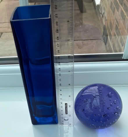 Photo of free Blue glass vase and paperweight (Hemel Hempstead) #1