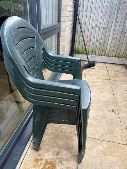 Photo of free 4 Green plastic garden chairs (Carshalton) #3
