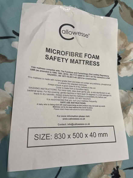 Photo of free Next2Me Mattress 83x50x4cm (Hale End IG8) #2