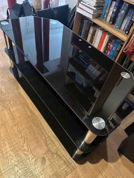 Photo of free Black glass tv stand (Fernhill Heath) #1