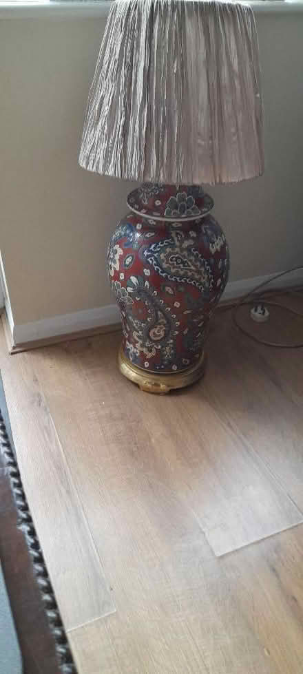 Photo of free Large ceramic table lamp with brass bass. (Welling DA16) #1