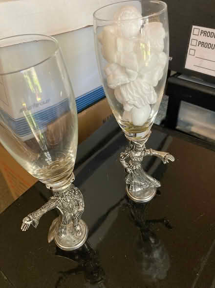 Photo of free Pewter bottom champagne, glasses (Foothill Boulevard Cupertino) #1