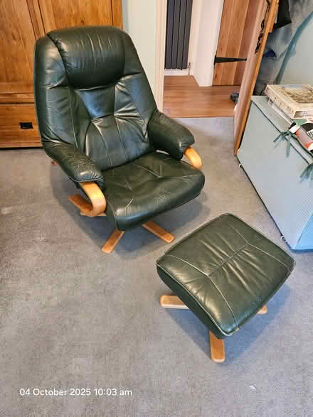 Photo of free Leather chair and foot stool. (Hadlow TN11) #1