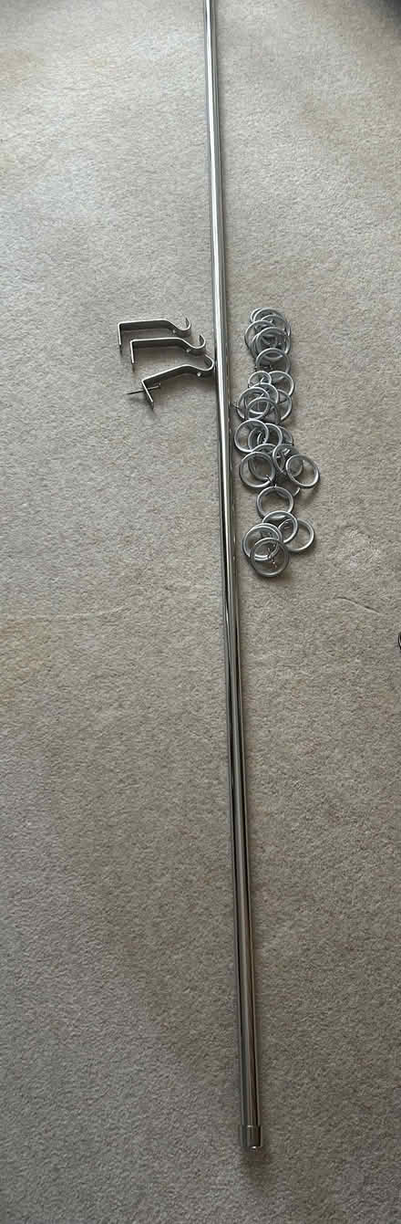 Photo of free Extendable curtain pole with rings and fixings (Tolworth KT6) #1