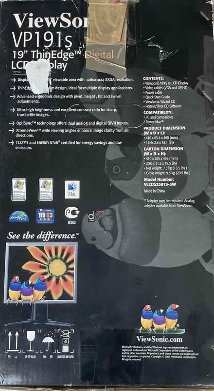 Photo of free Viewsonic 19"PC digital LCD display (LE16 9) #2