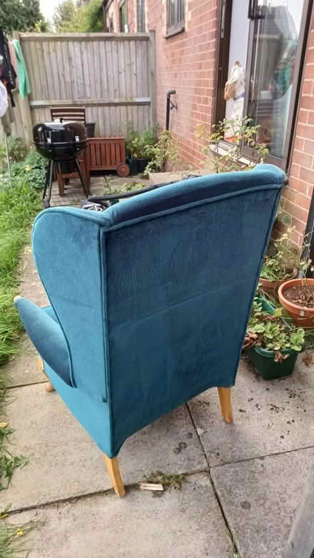 Photo of free Teal velvet armchair (Castlebeck S2) #3