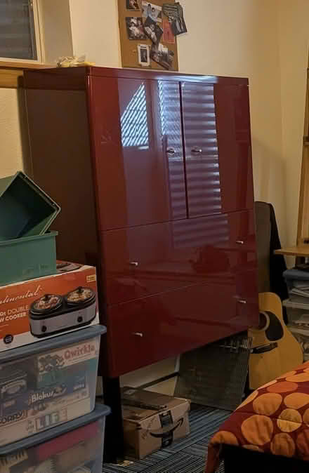 Photo of free red glossy veneer cabinet (South Boulder) #1