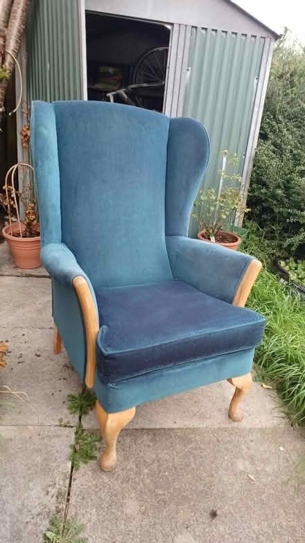 Photo of free Teal velvet armchair (Castlebeck S2) #1