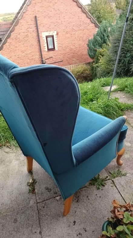 Photo of free Teal velvet armchair (Castlebeck S2) #4
