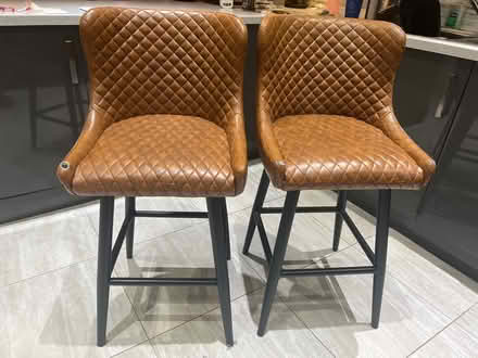 Photo of free 2 x tan faux leather bar stools (Golborne WA3) #1