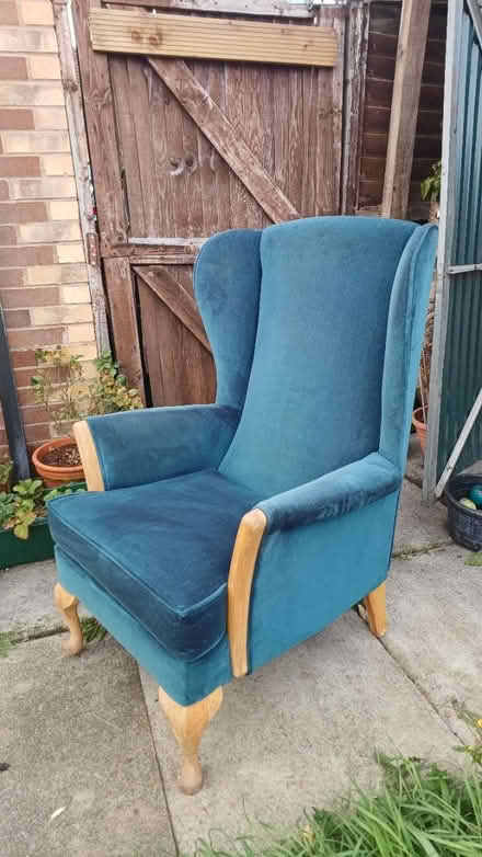 Photo of free Teal velvet armchair (Castlebeck S2) #2