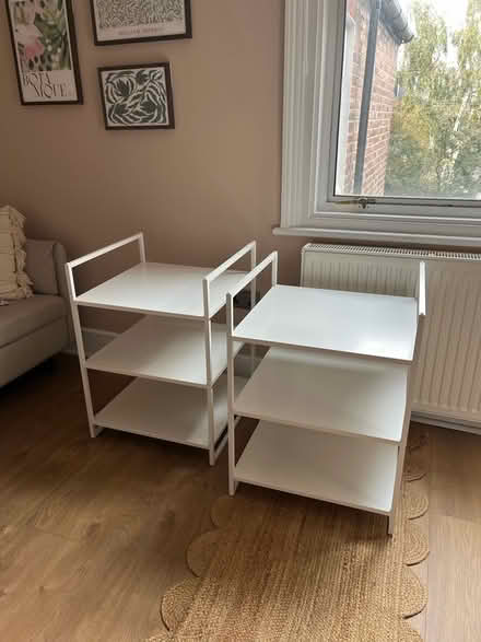 Photo of free 2 white side tables (Furzedown SW16) #1