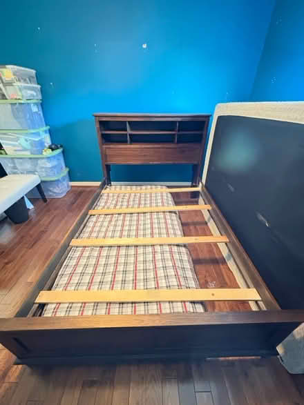 Photo of free Full size bed and nightstand (Aldie) #3