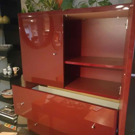 Photo of free red glossy veneer cabinet (South Boulder) #2