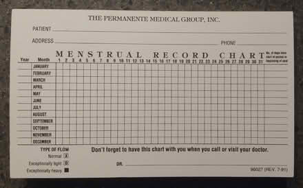 Photo of free Menstrual Tracking Cards (Sunnyvale 94087) #1